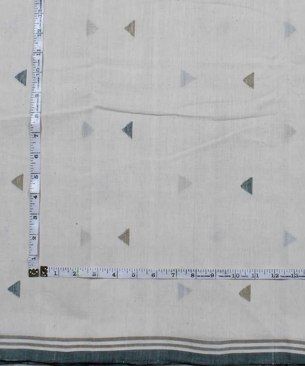 0.62m Off white with green border handloom fabric