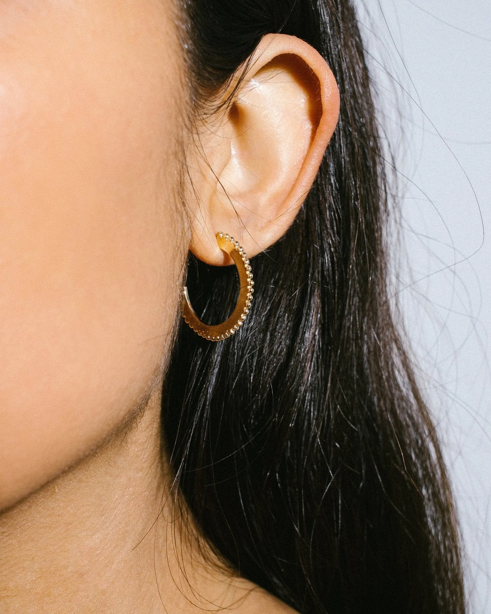 10K Gold Large Dotted Hoop Earrings