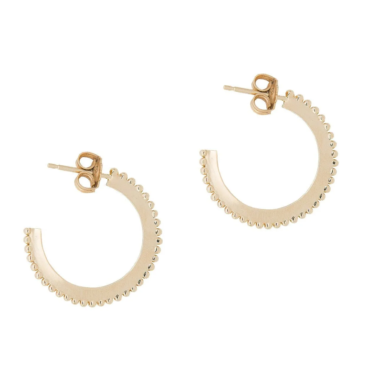 10K Gold Large Dotted Hoop Earrings