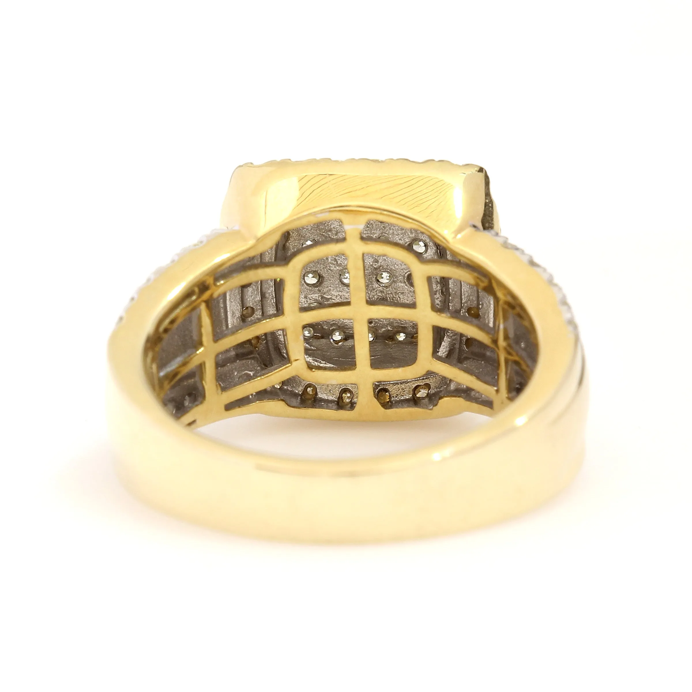 10K Yellow Gold Square Pave Ring 2 Ctw