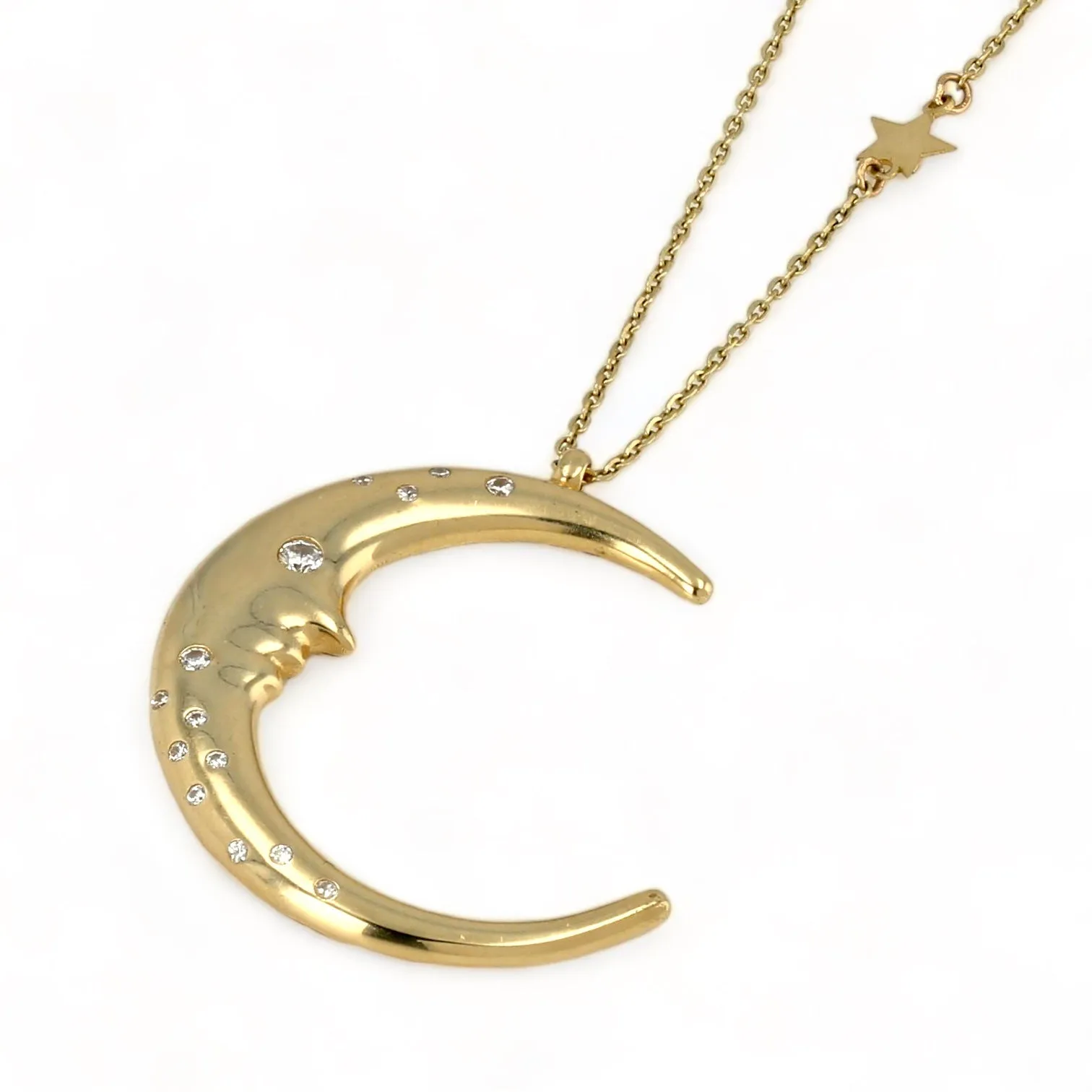 14K Yellow gold moon start Necklace-4572