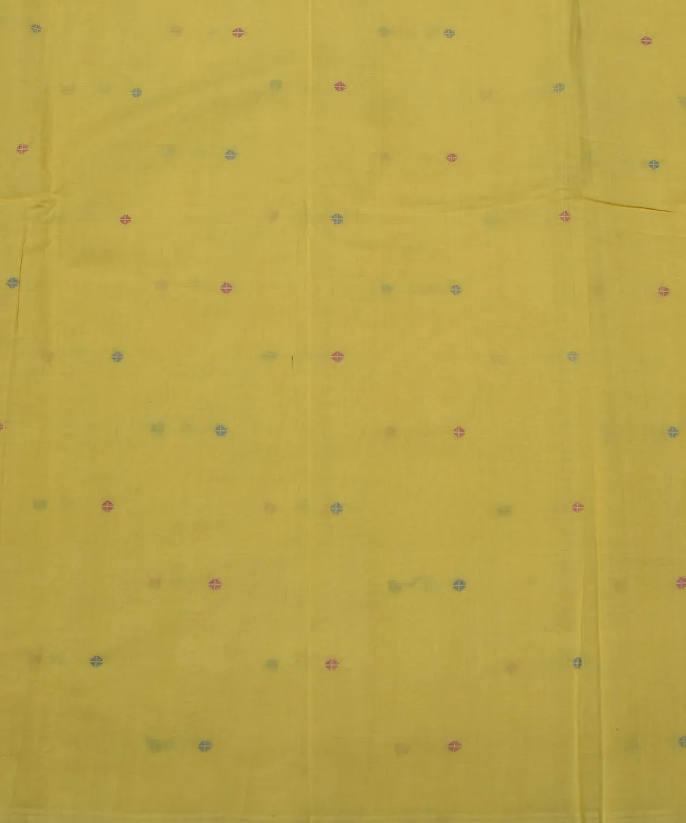 1.4m Yellow pink and grey handwoven cotton fabric