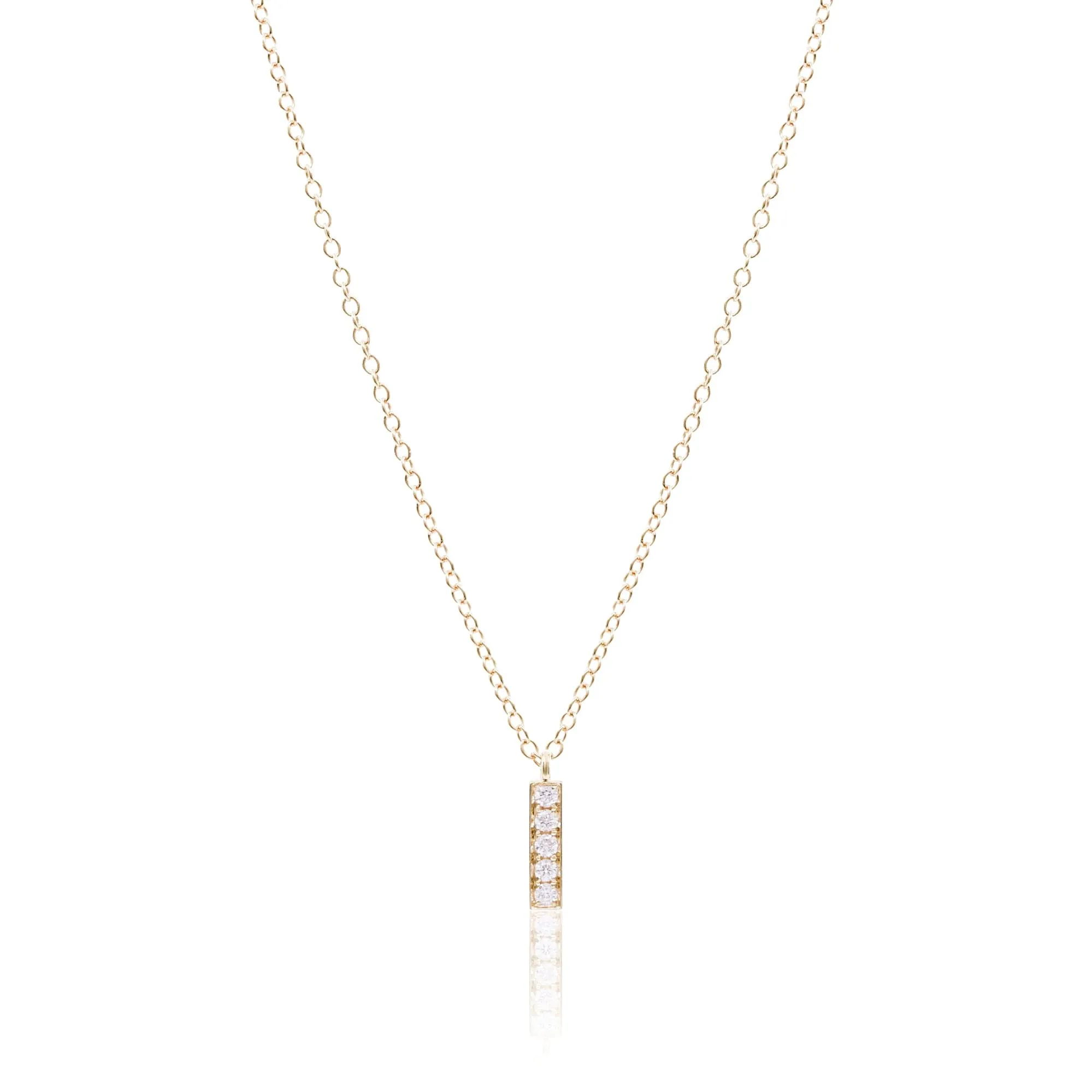 18K YELLOW GOLD DIAMOND BAR PENDANT NECKLACE 0.08CTW