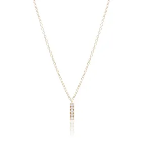 18K YELLOW GOLD DIAMOND BAR PENDANT NECKLACE 0.08CTW