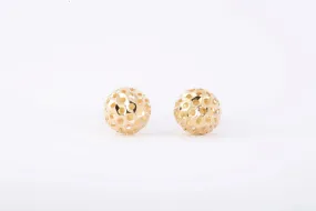 18k Yellow Gold Openwork Ball Stud Earrings (1.44g.)