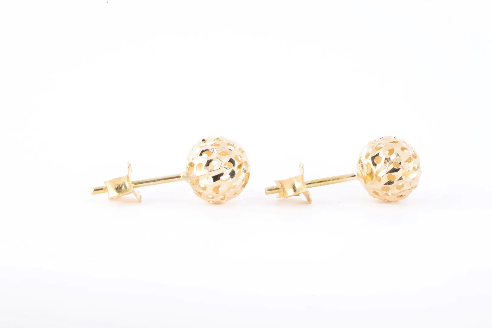 18k Yellow Gold Openwork Ball Stud Earrings (1.44g.)