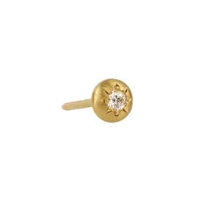 20K Gold Star-Set Diamond Stud Earring- Flat Top