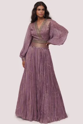 50Z975-RO Dark Lilac Georgette Maxi Dress