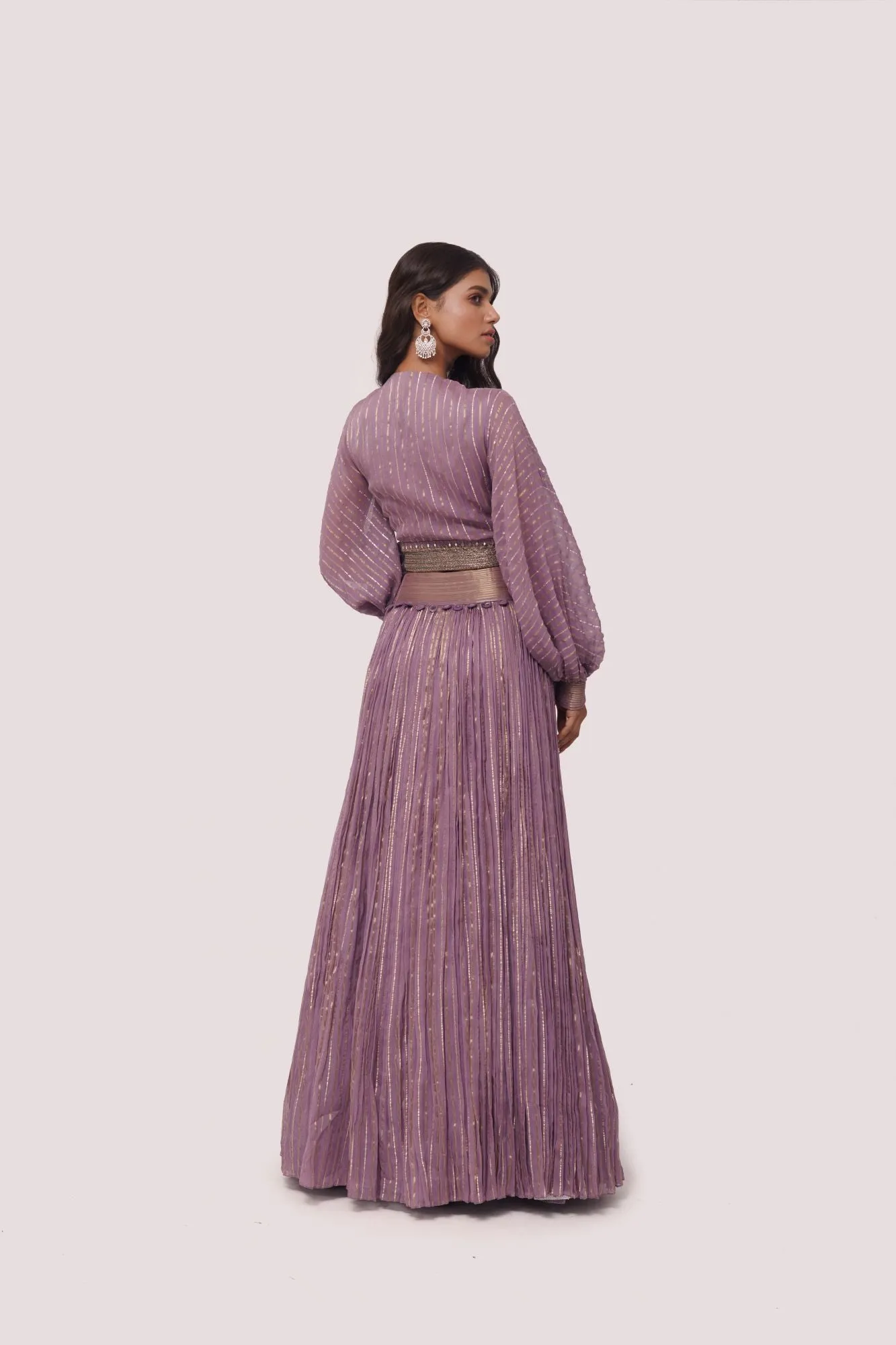 50Z975-RO Dark Lilac Georgette Maxi Dress