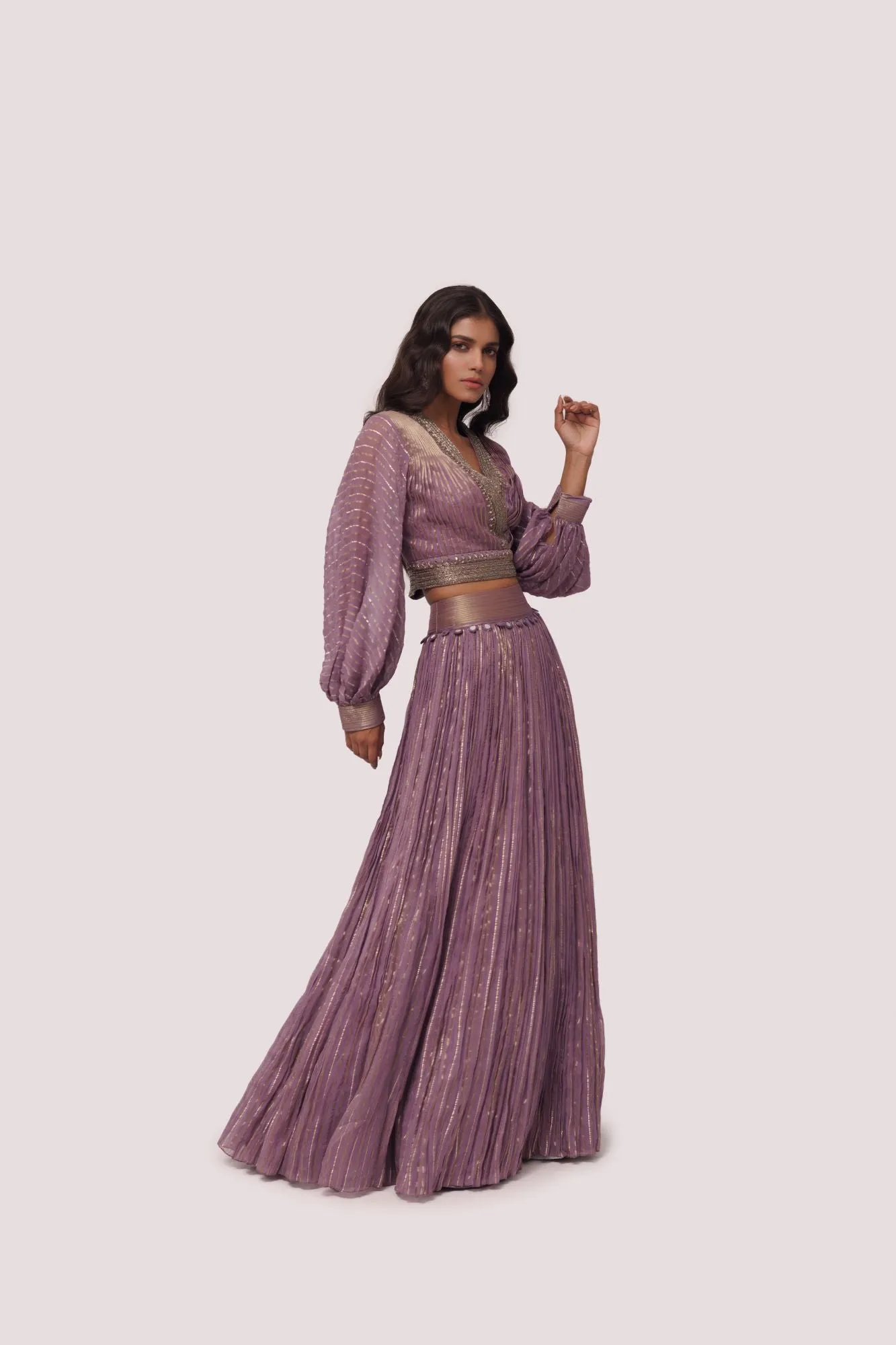 50Z975-RO Dark Lilac Georgette Maxi Dress