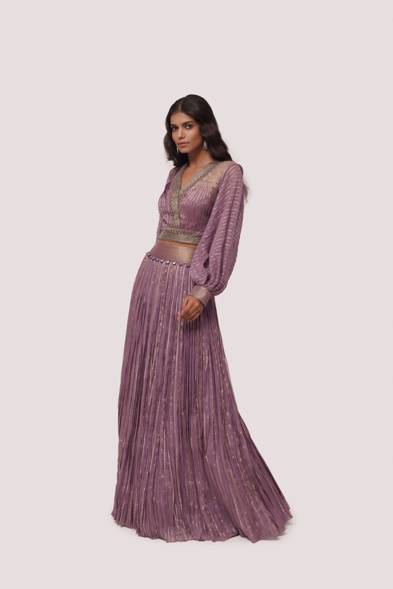 50Z975-RO Dark Lilac Georgette Maxi Dress