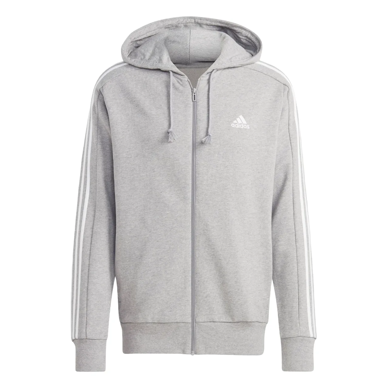 Adidas Men's sweatshirt with hood and full zip IC9833 medium grey-white