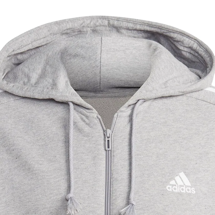 Adidas Men's sweatshirt with hood and full zip IC9833 medium grey-white