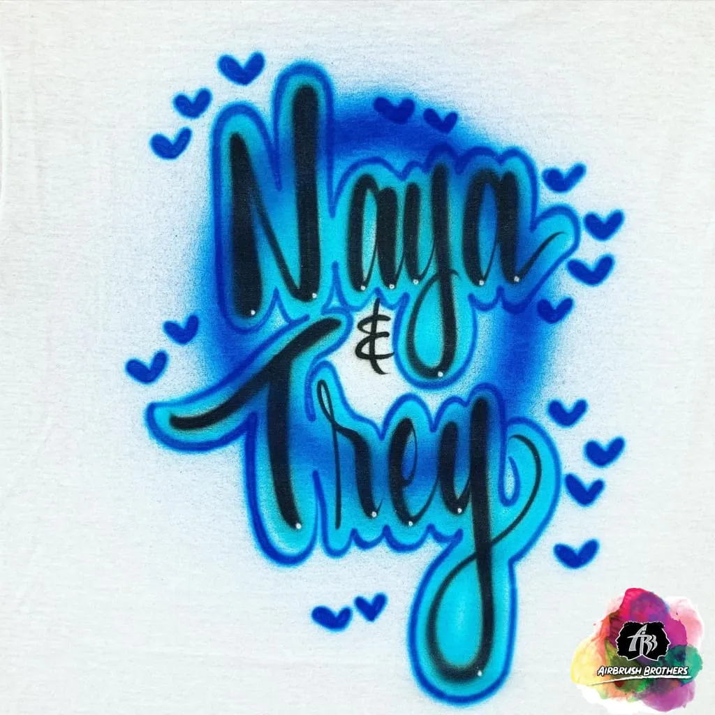 Airbrush Tiny Blue Hearts Shirt Design