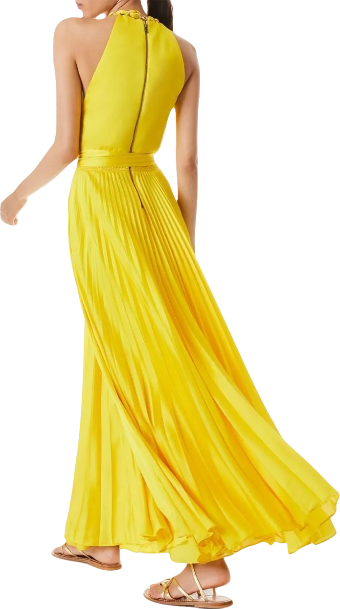 Alice   Olivia Yellow Halterneck Maxi Dress BNWT UK 10