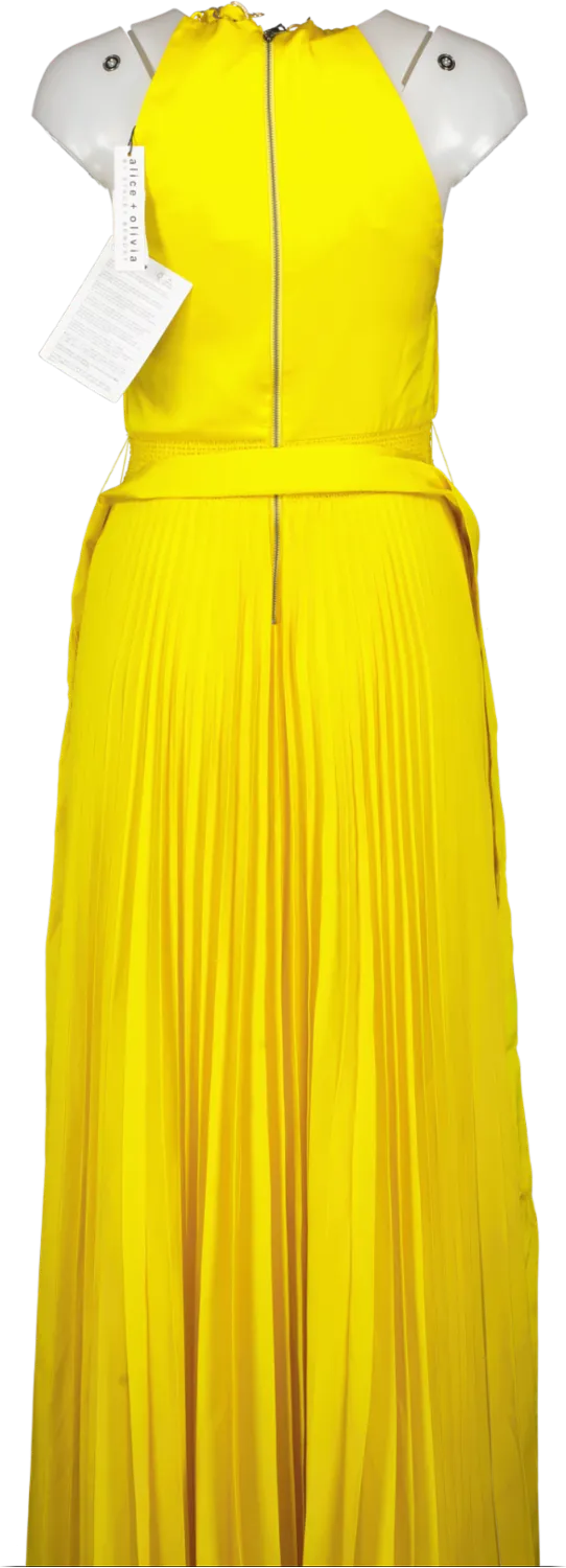 Alice   Olivia Yellow Halterneck Maxi Dress BNWT UK 10