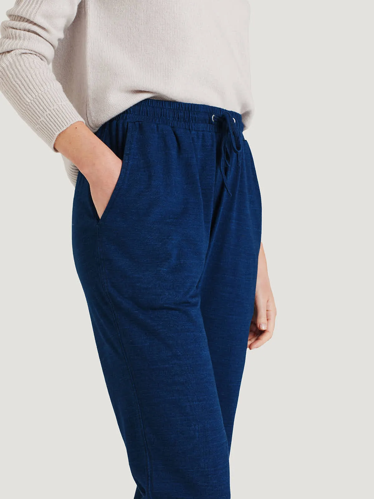 Amara Organic Cotton Denim Jersey Jogger  - Blue