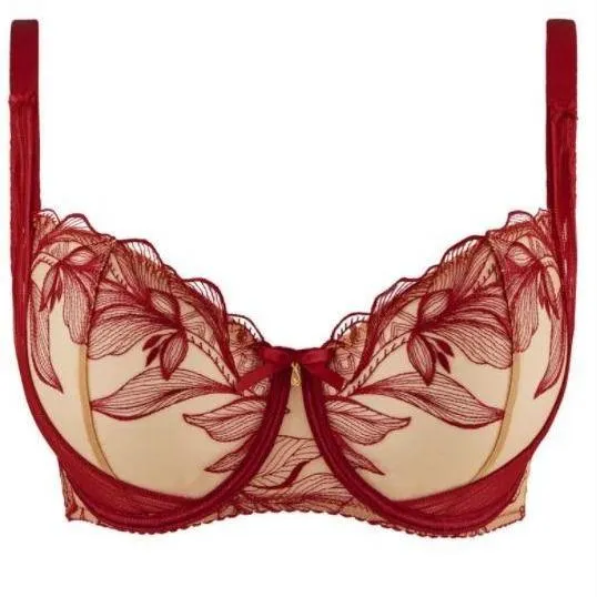 Aubade Fleur De Tattoo Comfort Half Cup Bra in Rouge Ecrin TB14-2-6