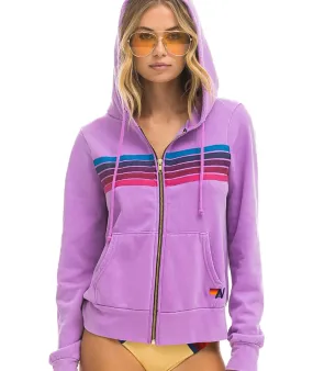 Aviator Nation Women 5 Stripe Zip Hoodie Neon Purple