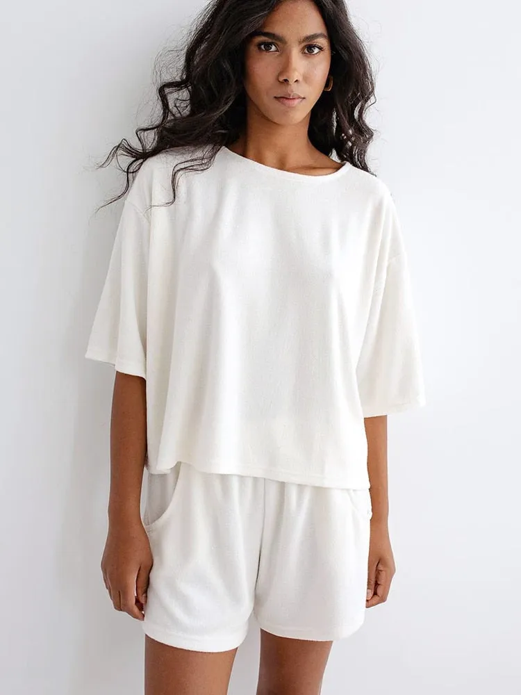 BerriesJam - 2024 White Round NecK Cotton 2 Pieces Sets Loungewear