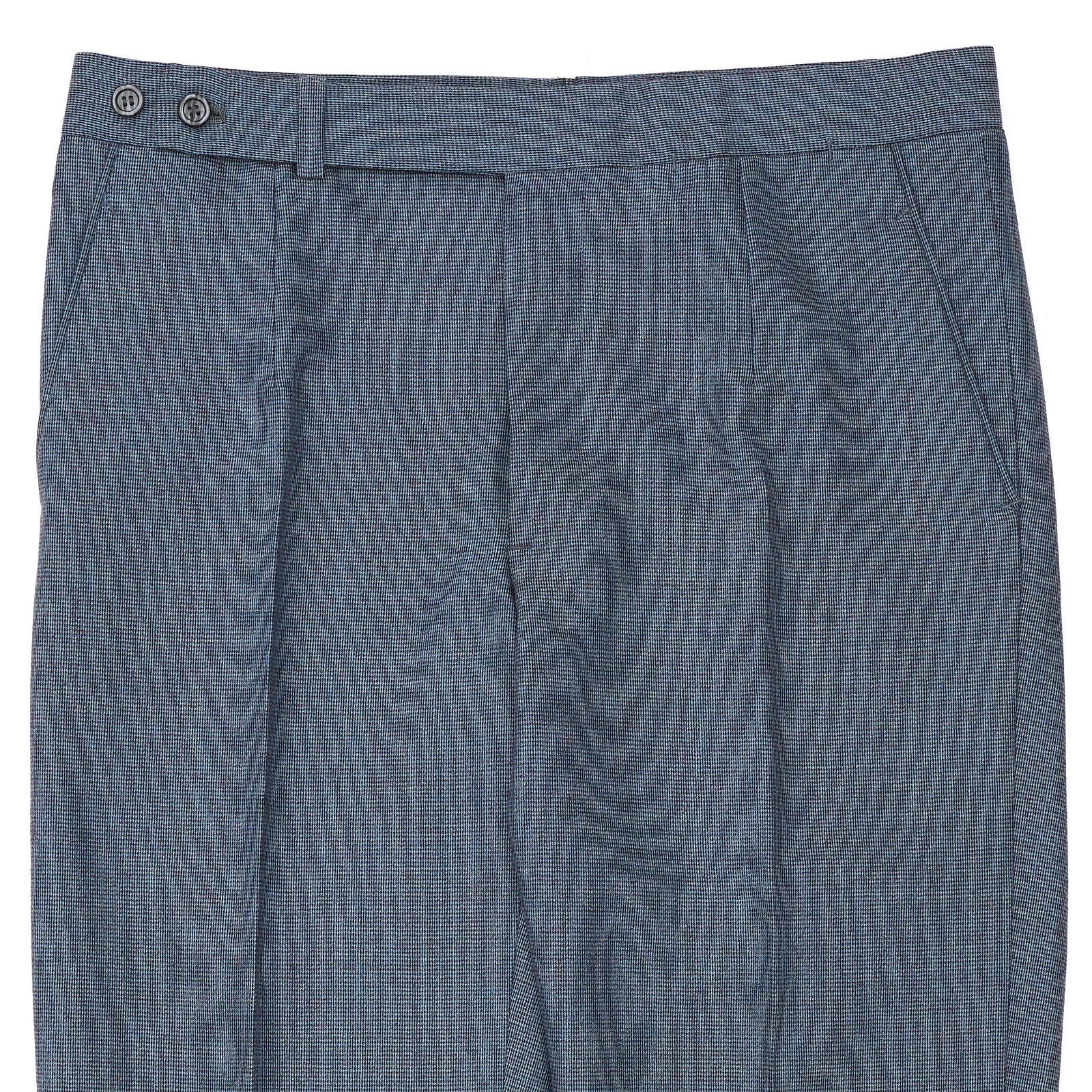 BESPOKE ATHENS Handmade Blue Flannel Wool Flat Front Pants EU 50 NEW US 34