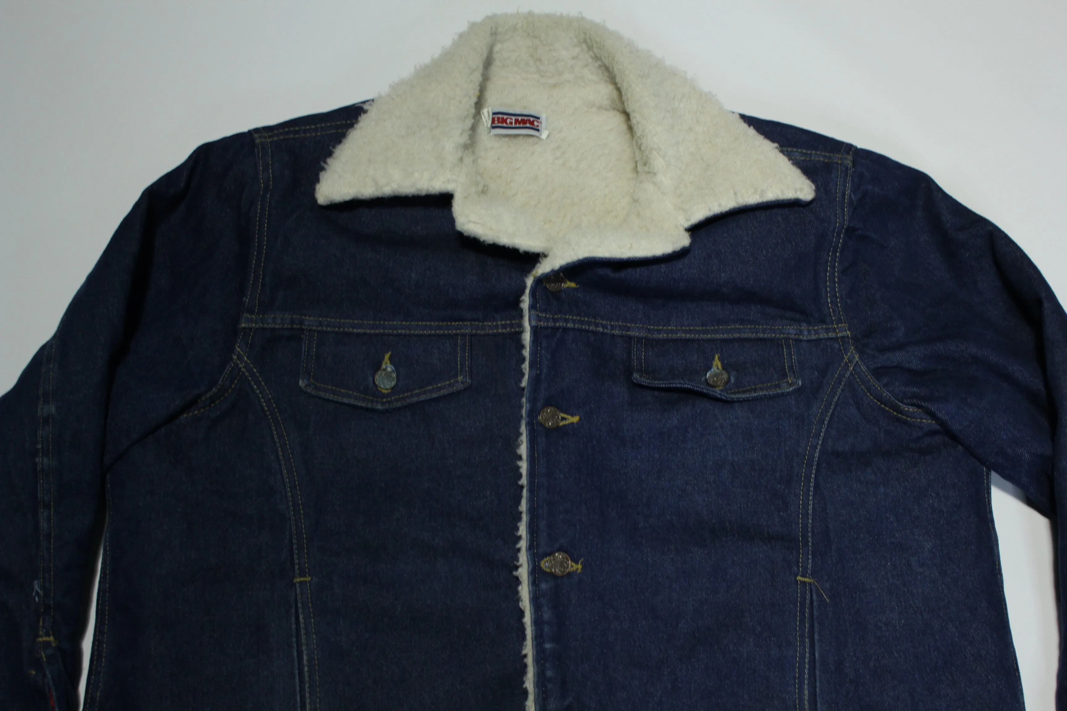 Big Mac Sherpa Lined Vintage Made in USA 80s Denim Rancher Jean Jacket