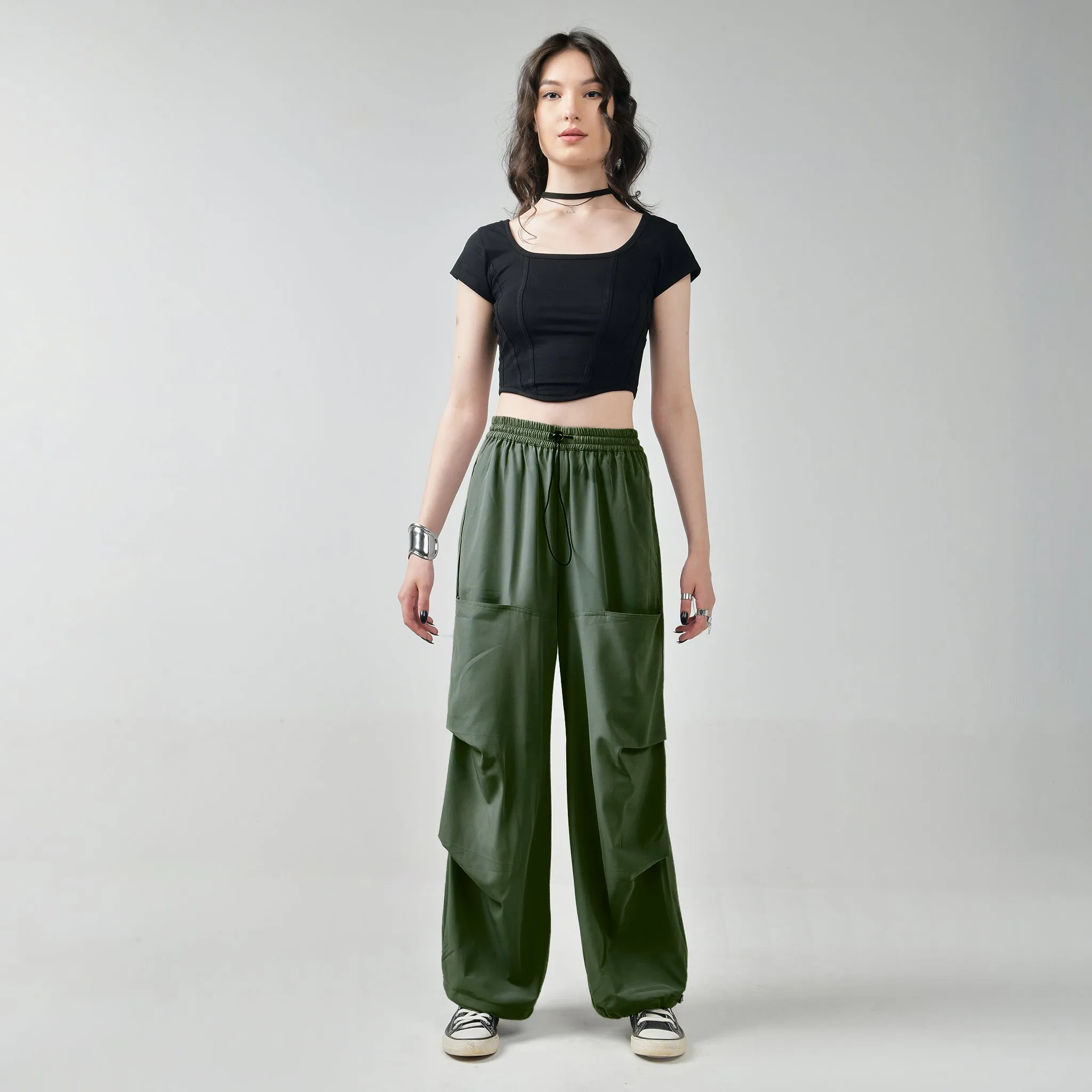 Black & Olive Air Parachute Pants