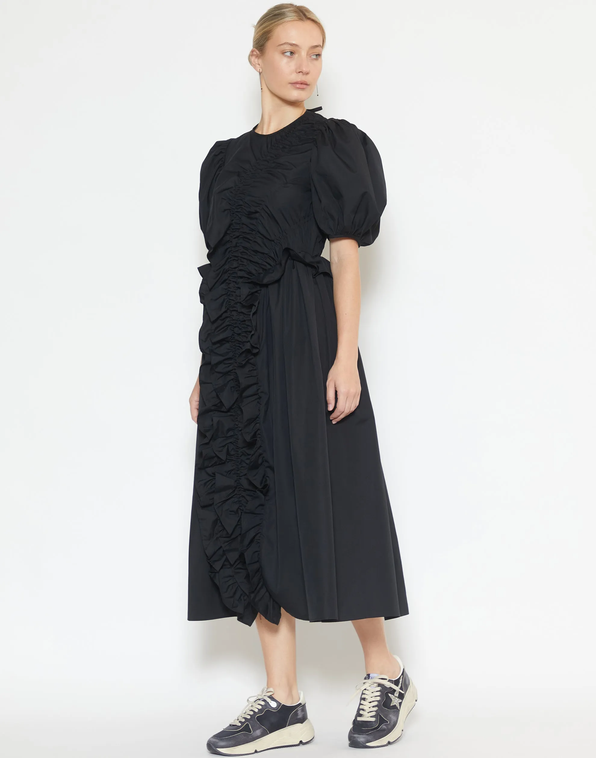 Black Cotton Poplin Oriella Dress