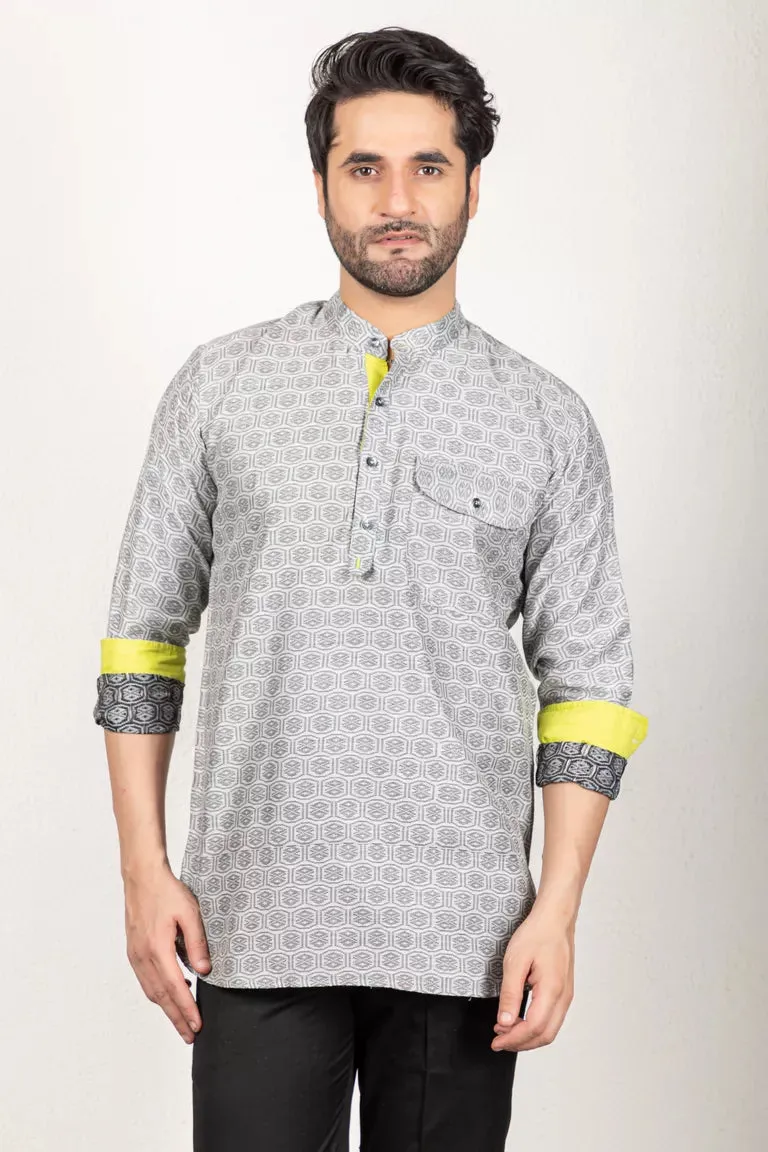 Black Woven Short Kurta