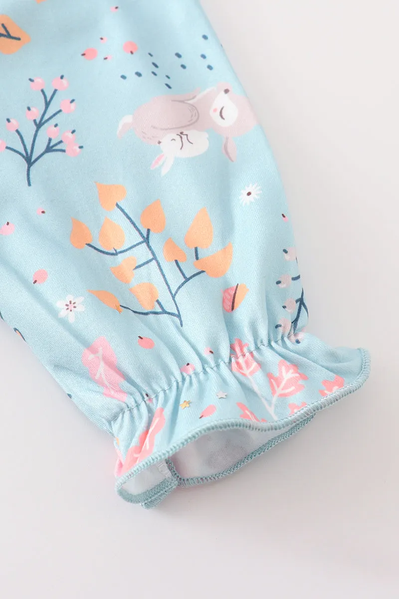 Blue floral print baby gown