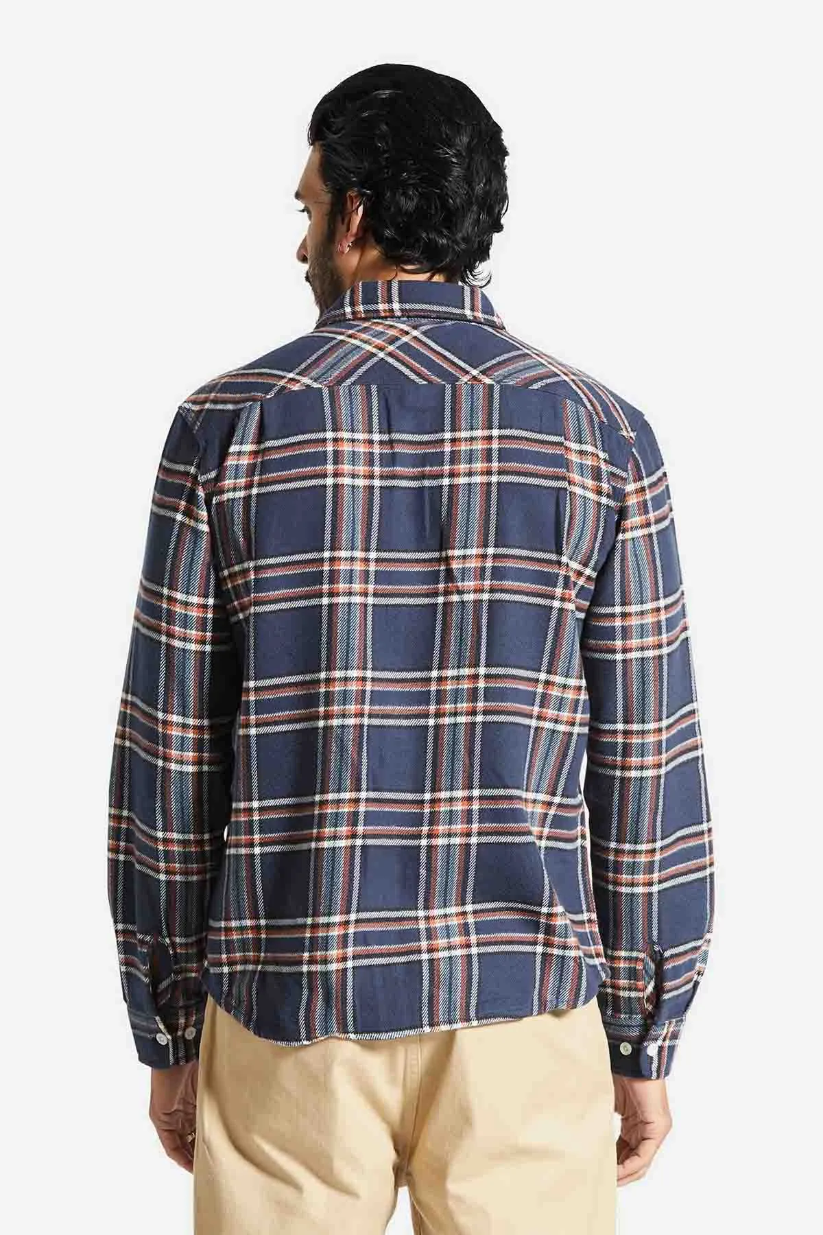 BOWERY LS FLANNEL Washed Navy/Off White/Terracotta