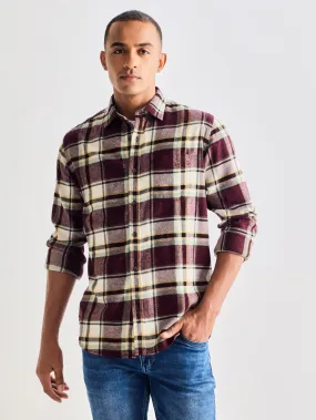 Brown Brushed Cotton Checked Shirt