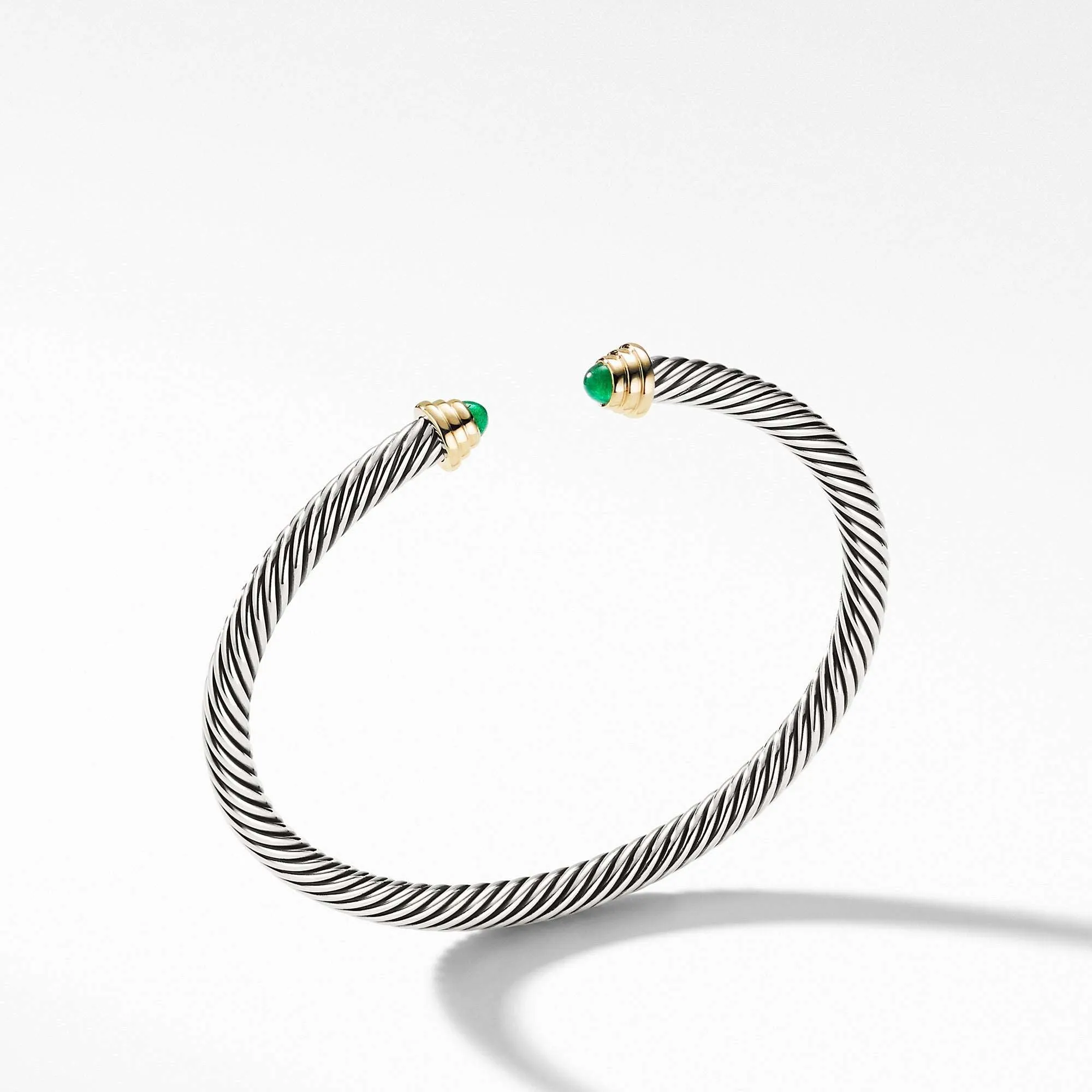 Cable Kids Birthstone Bracelet with Emerald and 14K Gold, 4mm