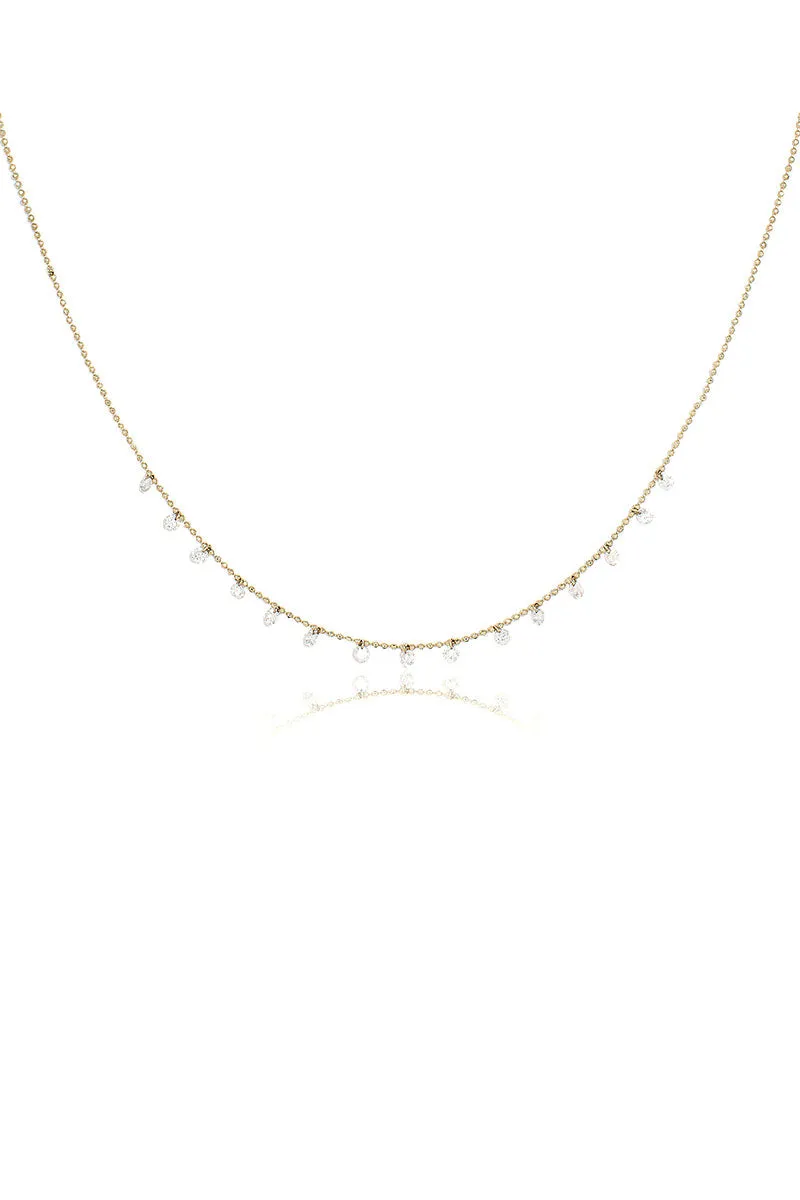 Celeste 15 Floating Diamond Necklace in Yellow Gold