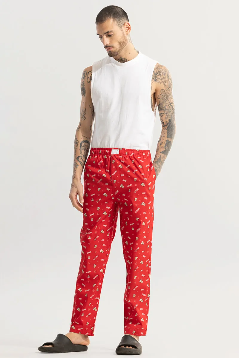 Chai Print Red Pyjama