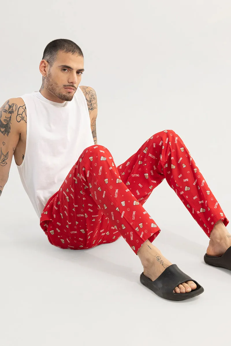 Chai Print Red Pyjama