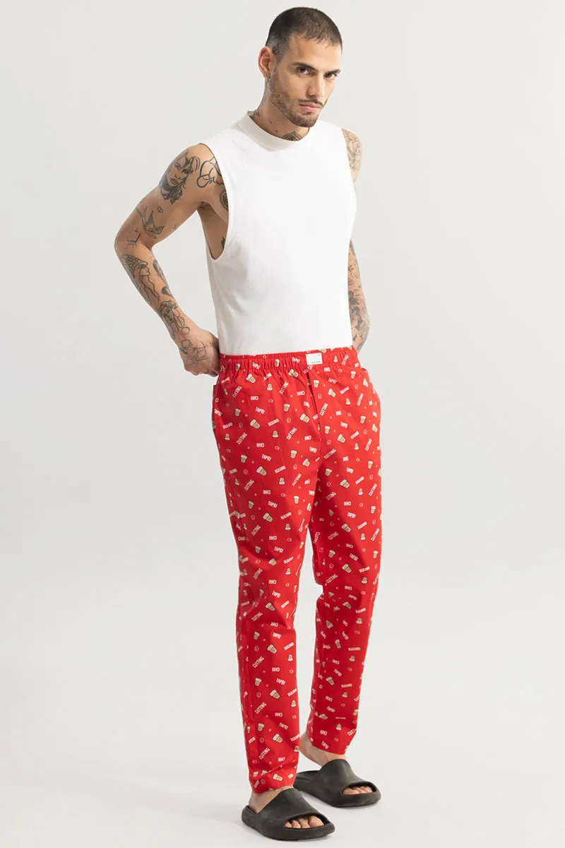 Chai Print Red Pyjama