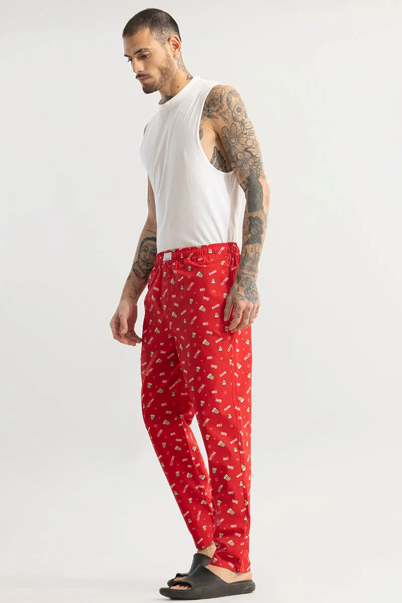 Chai Print Red Pyjama