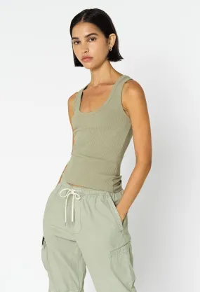 Cotton Rib Tank / Vintage Army