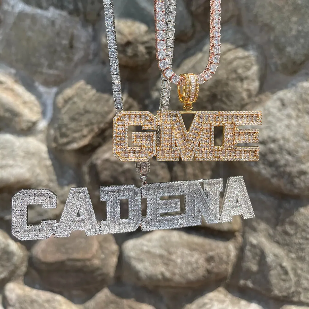 Custom Baguette University Font Pendant