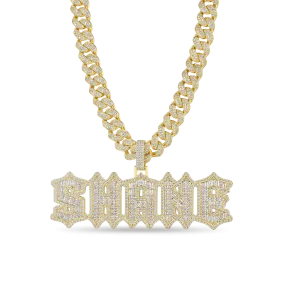 Custom Emerald Cut Gothic Font Pendant