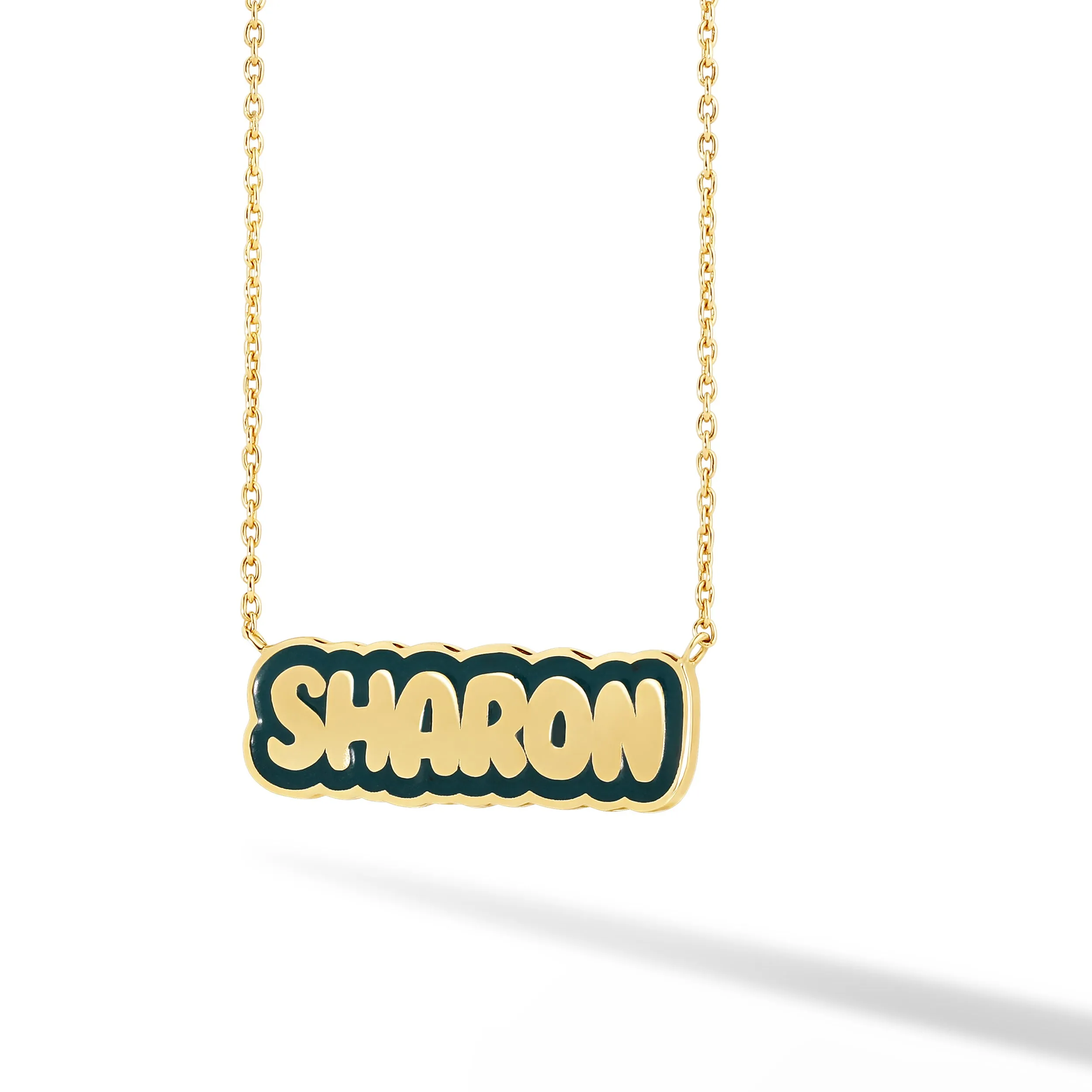 Custom Enamel Outline Bold Name Necklace