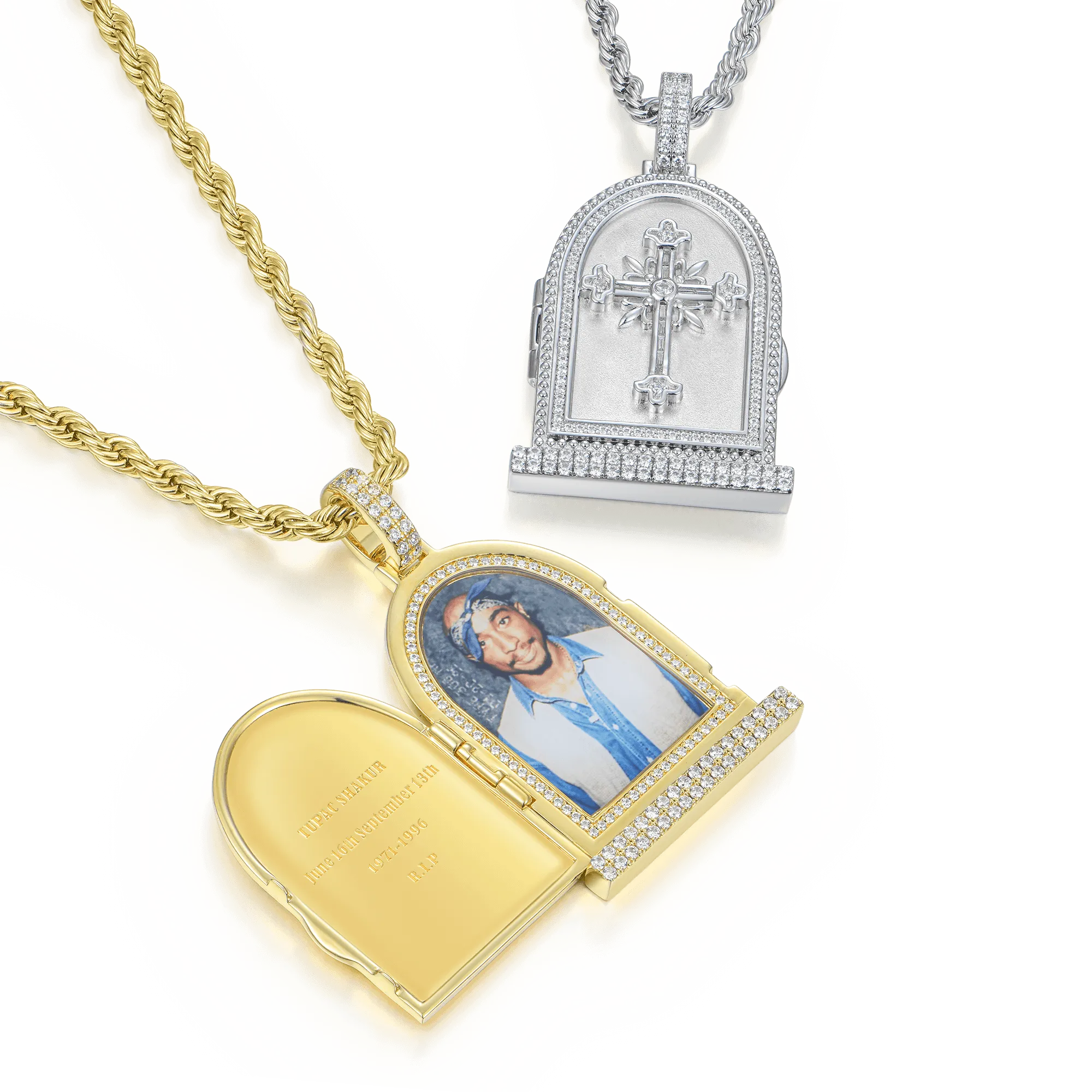 Custom Flip Tombstone Photo Pendant