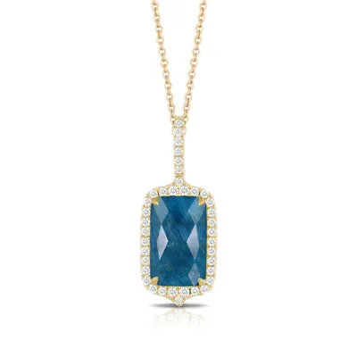 Doves 18K Yellow Gold Diamond Apatite Pendant