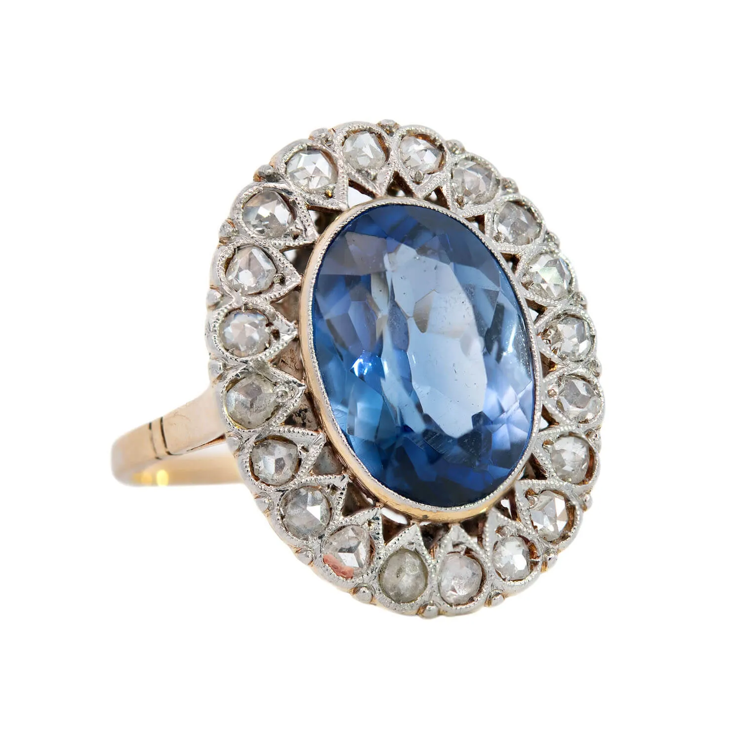 Edwardian 14k/Platinum Sapphire Diamond Ring 6.50ctw