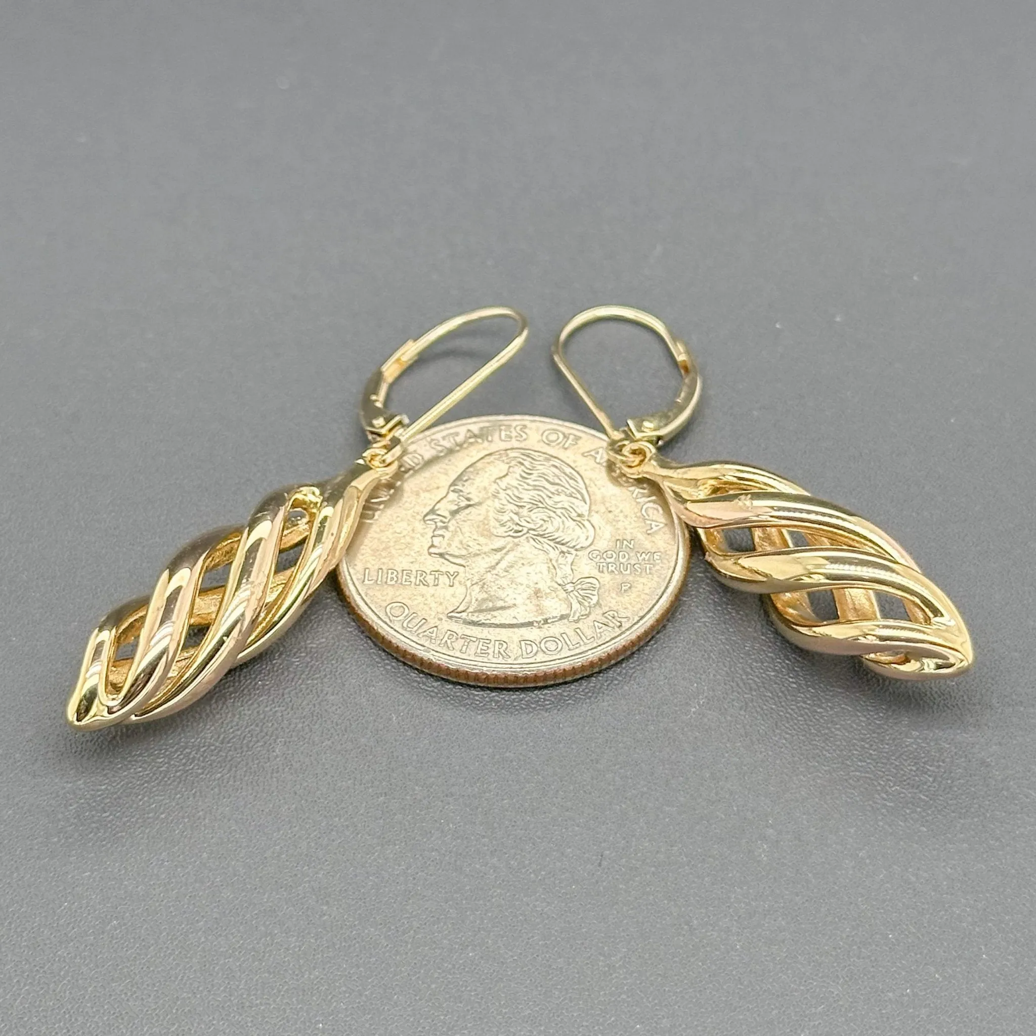 Estate 14K Y Gold Spiral Drop Earrings