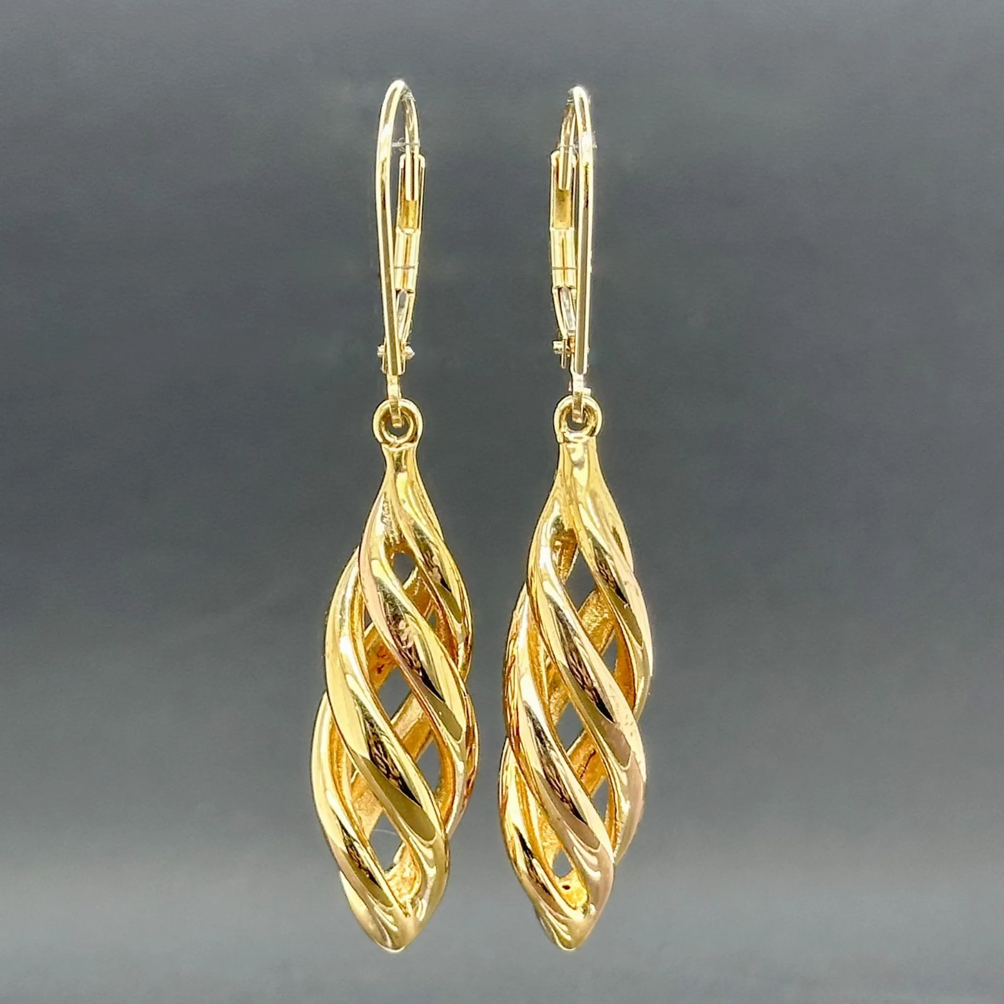 Estate 14K Y Gold Spiral Drop Earrings