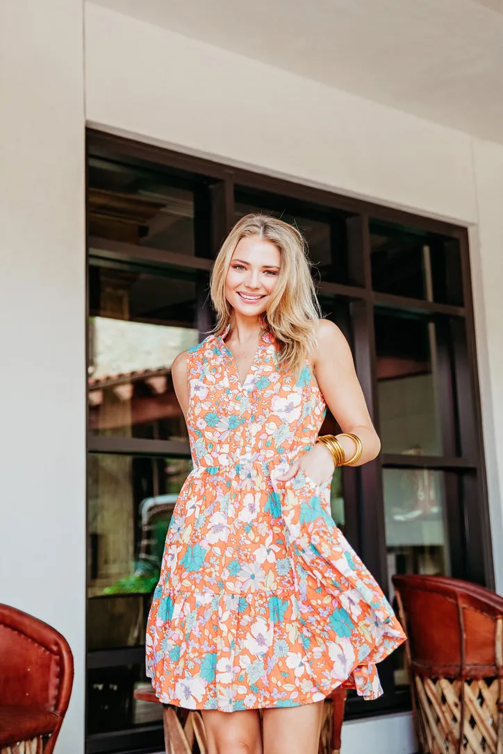 Floral Vneck Sleeveless Dress