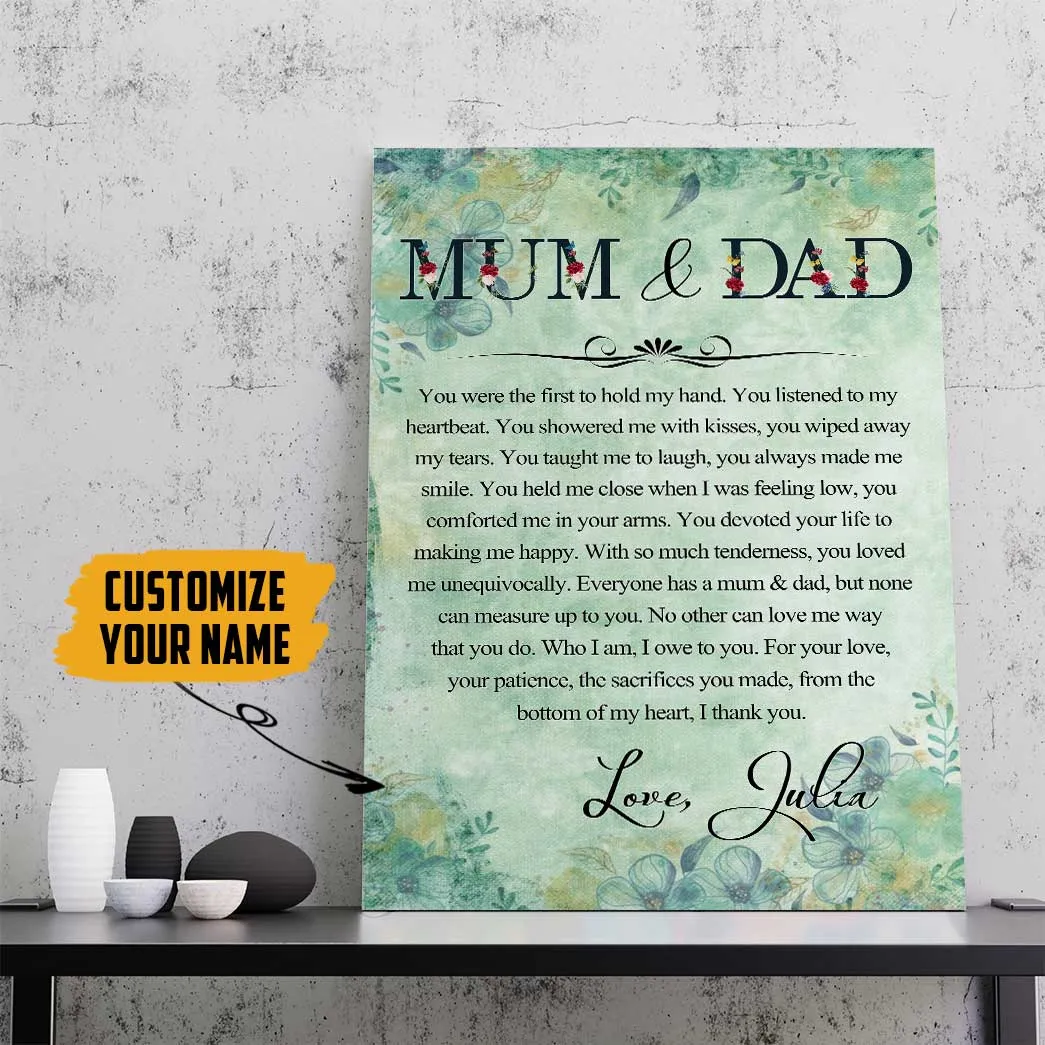 Gearhuman 3D Dear Mom And Dad Mothers Fathers Day Gift Custom Name Canvas