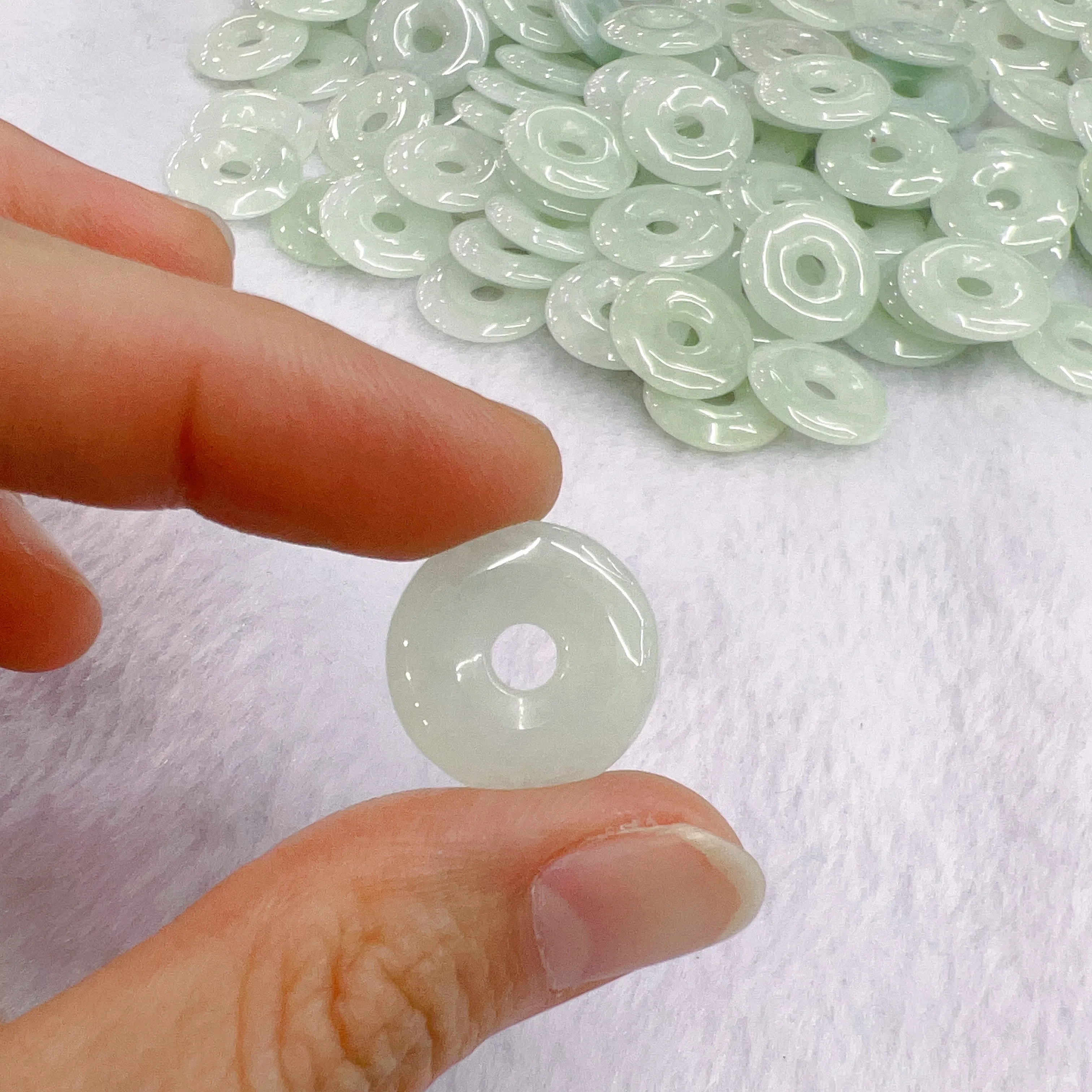 Genuine Jadeite Amulet Donut Shape Pendant Charm for DIY Jewelry Project